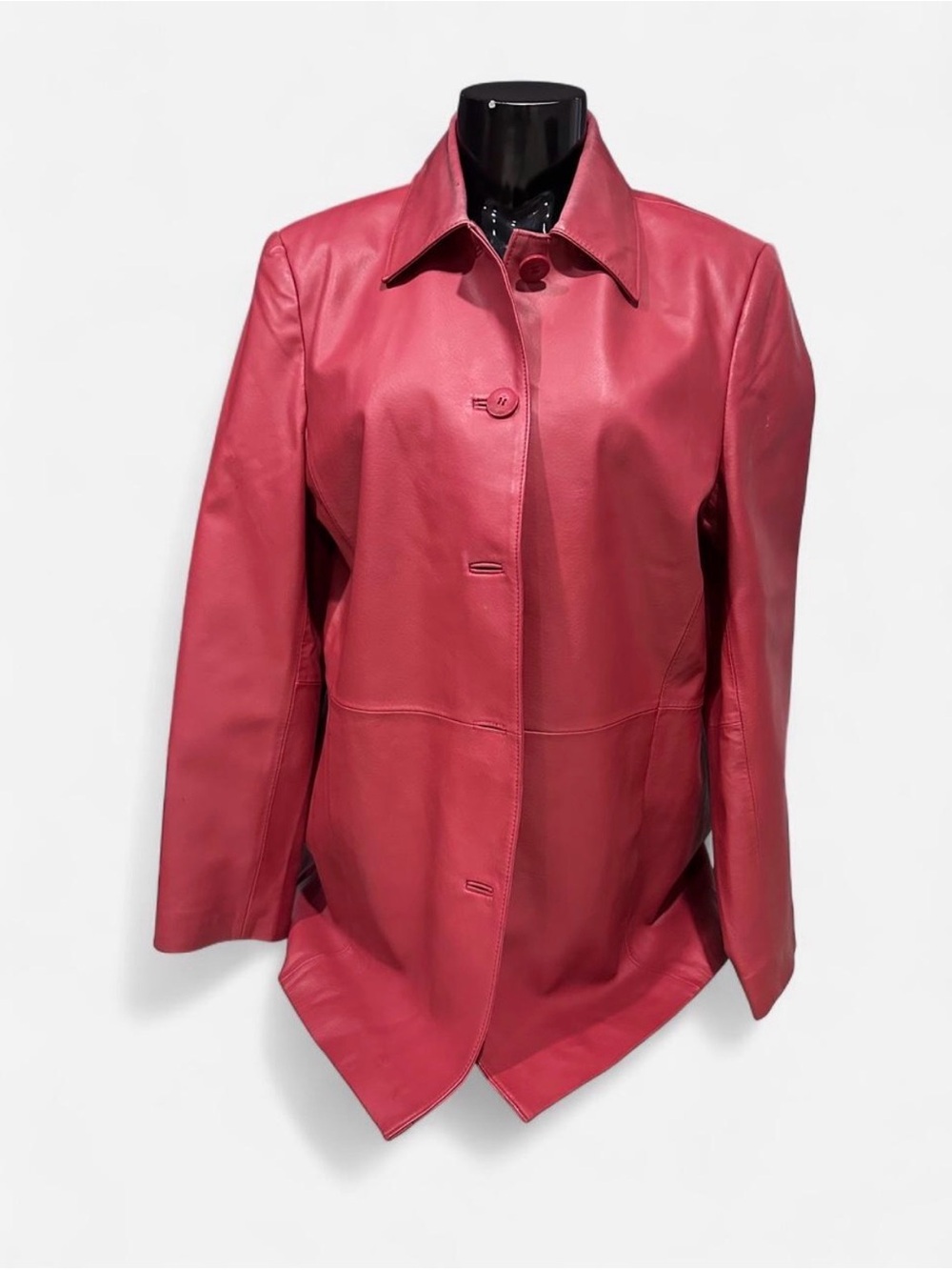 Bernardo Rose-Red Leather Button Jacket